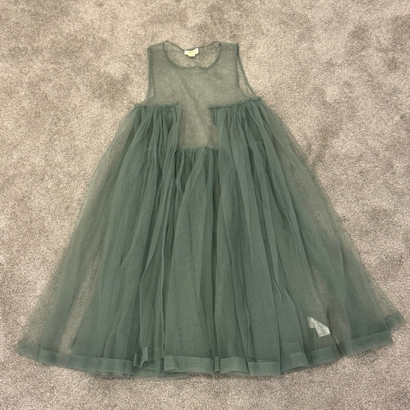 Anthropologie Maeve Sleeveless Sheer Tulle Overlay Duster One Size Green - Picture 3 of 9
